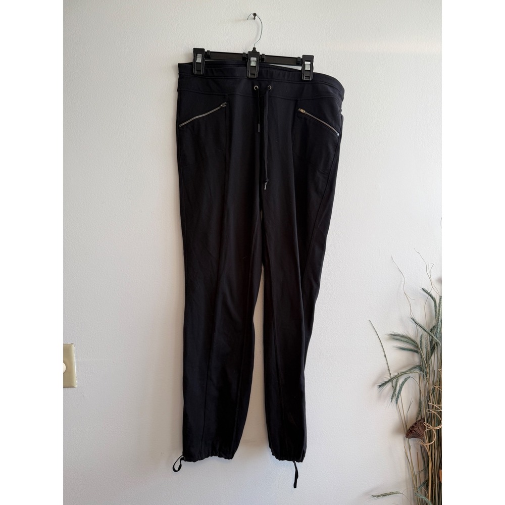 Athleta Black Supplex Nylon Spandex Jogger Pants‎ Bungee Hem  Womens Large